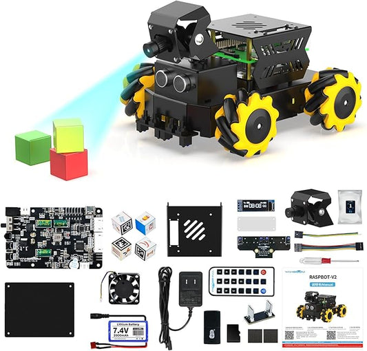 Yahboom Raspberry Pi 5 AI Vision Robot with Large AI Model 360° Mecanum Wheels Support Python Progamming Open Source Provide Installation Instructions Tech