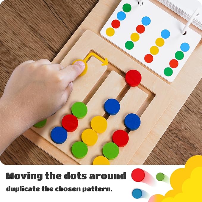 LiKee No-Lose-Parts Wooden Color Matching Slide Puzzle for 3+ Years Old, Montessori Learning Toys for Toddlers Fine Motor Skills, Board Games for Kids Boys Girls Birthday Airplane Travel Road Trip