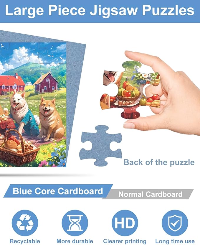 6 Pack 36 Large Piece Jigsaw Puzzles for Seniors Alzheimer Product for Elderly Dementia Activities Memory Game for Patients in Nursing Home with Storage Box