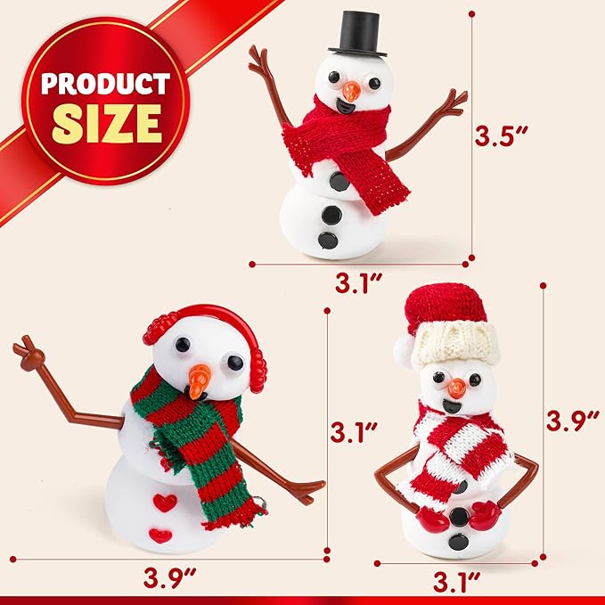 JOYIN Christmas Build a Snowman Craft Kit, 3 Pack Modeling Clay DIY Make a Snowman Kit for Christmas Arts and Craft Activities, Xmas Gift Stocking Stuffers for Kids, School Funny Toy Party Favor