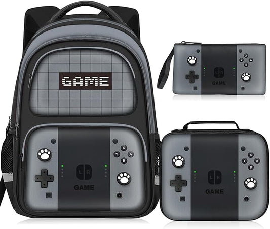 Kids Backpack For Boys，Gamer Boys Backpack For Children Teens Elementary Middle School, 17″ Students Bookbag