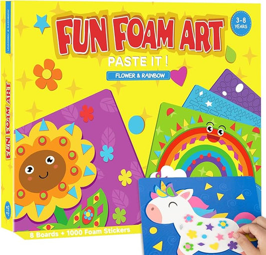 Foam Sticker No Mess Sticker Art Craft Kit for Kids,3D Foam Stickers,DIY Creative Fun Felt Craft,Children Learning Travel Toys Activity,Stocking Stuffers Gifts for Boys Girls Toddlers Ages 3 4 5 6 7 8