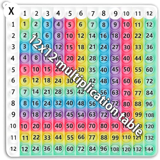 12x12 Multiplication Table Times Table Practice Multiplication Charts for Kids Flash Cards Board Game Math Fidget Toy Multiplication pop 12x12 Board Kid