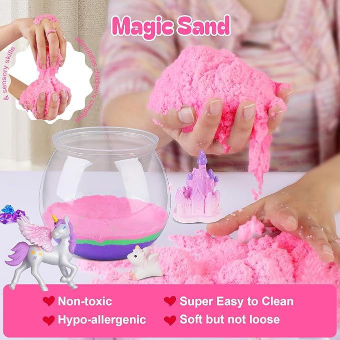 RONSTONE Uni-Corn Terrarium Kit Toys for Girls - Birthday for Girls Ages 4 5 6 7 8-12 Year Old - Light Up DIY Uni-Corn Arts and Crafts for Kids