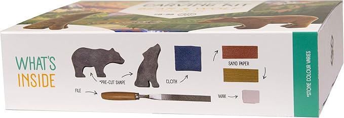 STUDIOSTONE CREATIVE DIY Arts & Crafts Carving Kit Kids Adults Bear & Wolf Sculpture Soapstone