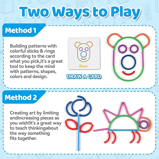 STEM Montessori Puzzle Toy for Toddlers – Creative Shape Matching & Ring Stacking Set, Hands-On Learning Educational Game for Fine Motor Skills, Preschool Classroom Essentials Ages 3-6