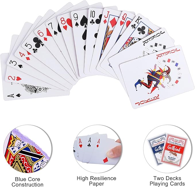 GOTHINK Cribbage Board Game Set w/Storage - 9 Metal Pegs, 2 Decks of Playing Cards, 3-Track Folding Wooden Board Games for Adults & Kids - 2-4 Player Games - Ideal for Family Game Night, Travel