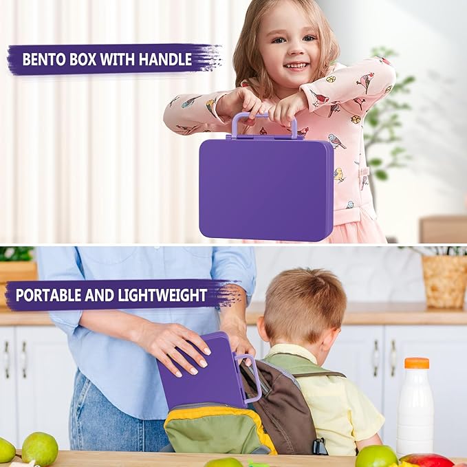 Chill Bento Lunch Box for Kids Adult with Ice Pack Keep Food Cold Fresh 5-Compartment Reusable Leak Proof Lunch Container for Girl Boy School Dishwasher & Freezer Safe