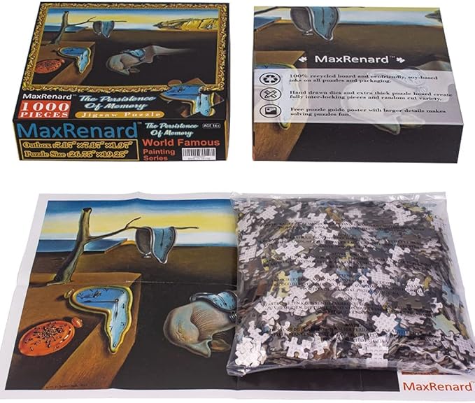 MaxRenard Game 1000 Pieces Jigsaw Puzzle Fine Art Collection Toy Salvador Dali The Persistence of Memory