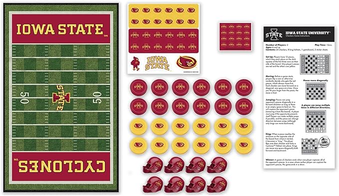 MasterPieces NCAA Iowa State Cyclones Checkers Board Game for Adults & Kids