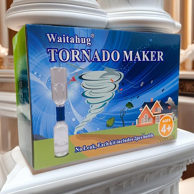 Tornado Maker, Weather Toys, Ultra-Light Aluminum Connecting Tube, Including 2 Empty Bottles, Watertight Tornado Toy, Suitable for Kids' Science Experiments (Golden)