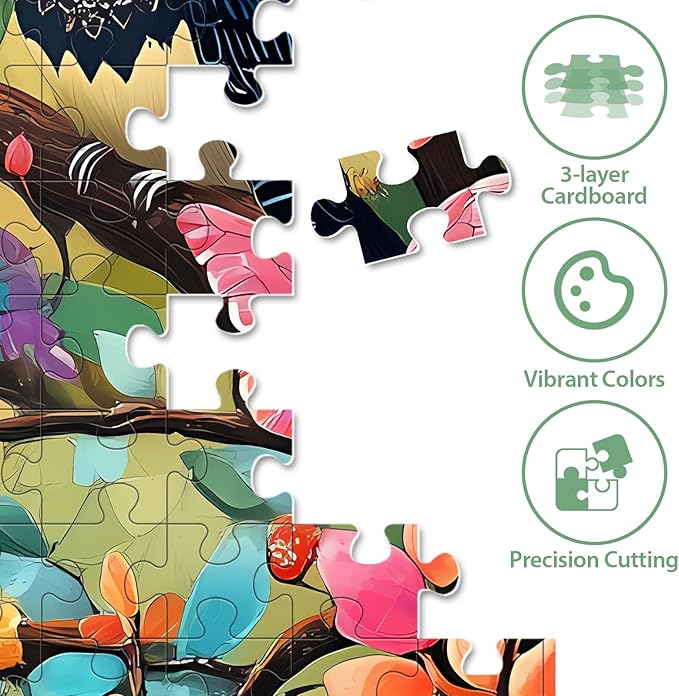 500 Piece Puzzles for Adults, Art Birds Jigsaw Puzzles for Adult 500 Pieces, Recycled Cardboar Challenge Puzzle Kids Seniors Friends for Gift Birthday Party Games Family, 20.5"x15" Dust Free Puzzle