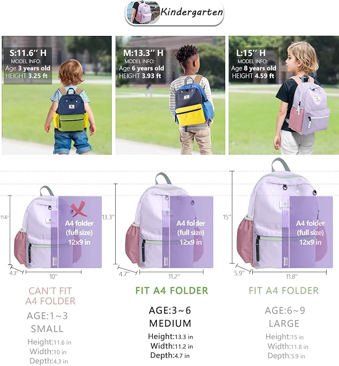 Kids' Backpacks for Girls & Boys - Kindergarten & Elementary School, Small Child Toddler Backpack, 13" H, Ages 3-5