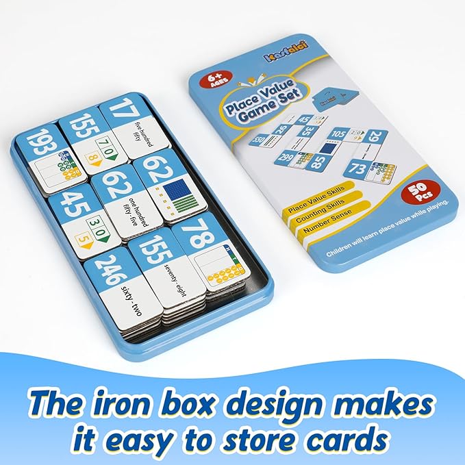 Place Value Dominoes Set,Math Manipulatives Games for Kids,Counting Toys,Learning Games,Preschool Learning Activities,Homeschool Supplies,Kindergarten Classroom Must Haves,1st 2nd 3rd Grade