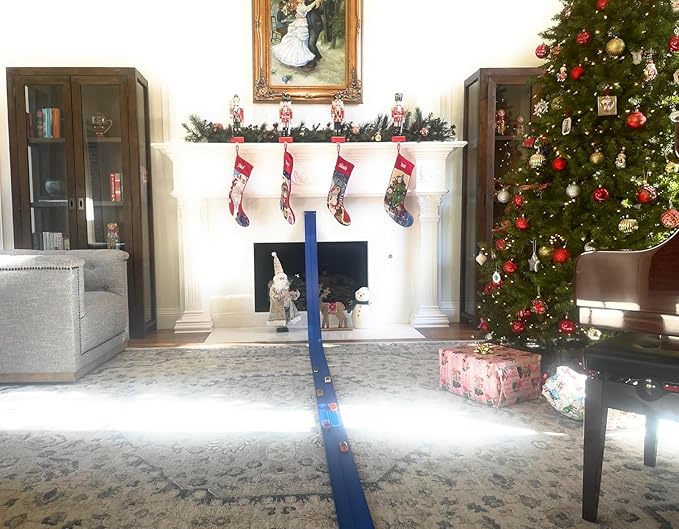 FlexTrack 5000 Flexible Race Car Track for Kids Toy with Suction Cups Compatible with Hot Wheels and Diecast 1/64th Cars and More 15 Feet Long Rolls Up Portable Racetrack (Racing Blue)