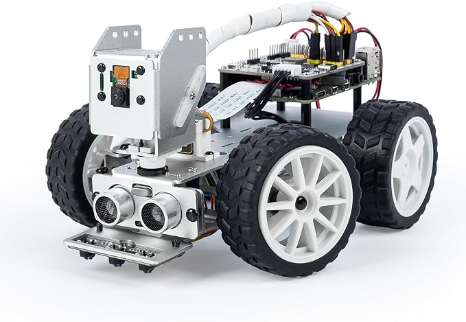 SunFounder PiCar-X AI Video Robot Car Kit for Raspberry Pi 5/4/3B+/3B, ChatGPT-4o Enabled with Video Recognition, Python, Scratch, Camera, Mic, Rechargeable Batterry (RPI NOT Included)