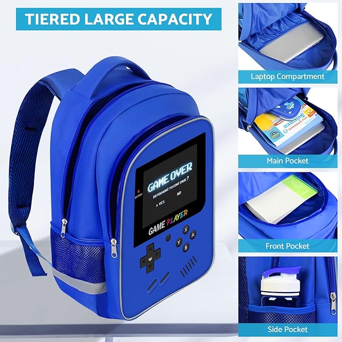 School Backpack For Boys - Gamer Boys Backpack For Kids Children Teens Elementary Middle School - Ages 6-18，17″