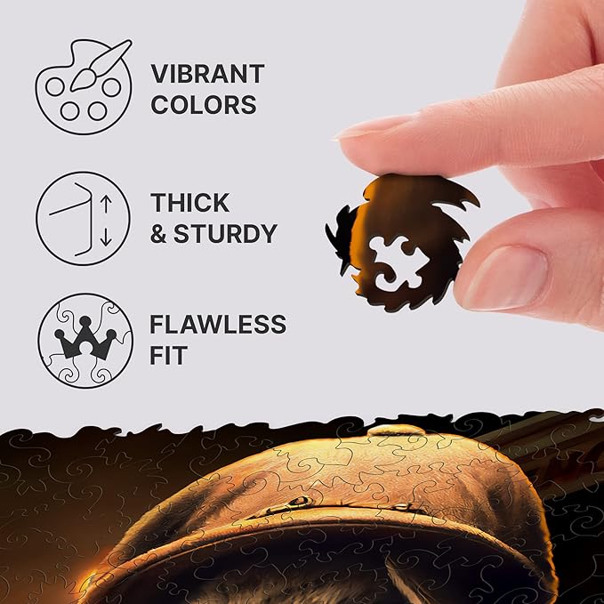 UNIDRAGON Original Wooden Jigsaw Puzzles - Pop Art Thomas Rabbit, 250 pcs, 12.6"x 9", Beautiful Gift Package, Unique Shape Best Gift for Adults and Kids