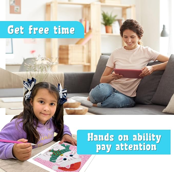 Libfx Diamond Art Kits for Kids 4 PCS Diamond Art for Girls Boys Beginners Arts and Crafts for Kids Ages 8-12 (Hedgehog Penguin Cat Dog)