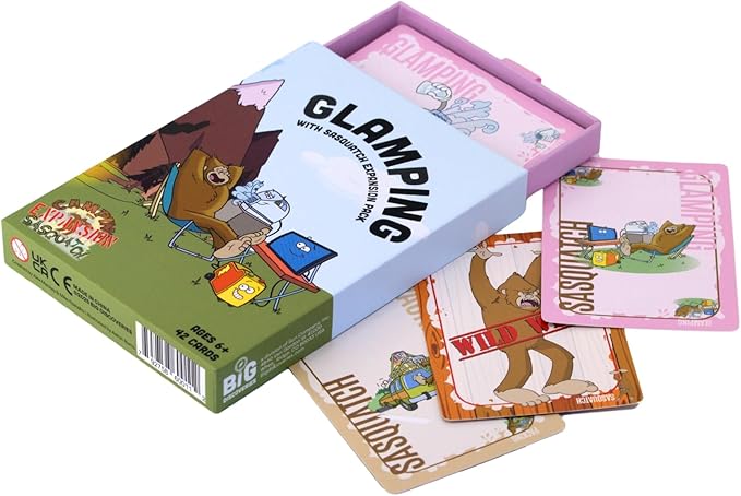 Camping with Sasquatch by Big Discoveries - A Family Card Game with a Roar! | Fun Rummy Meets Slapjack Card Games for Kids, Teens, Adults, and Families (Expansion: Glamping with Sasquatch)