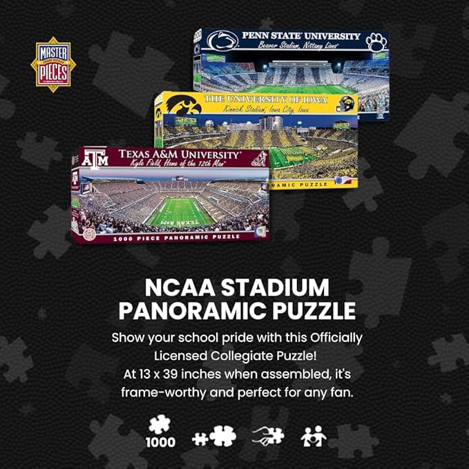 MasterPieces - 1000 Piece Jigsaw Puzzle, NCAA Wiconsin Badgers, Panoramic Football Stadium View, Fun for Adults and Family, 13" x39