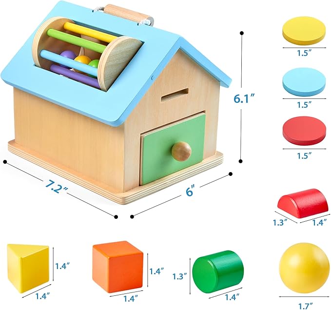 Montessori Toys for 1 2 3 Years Old Boys and Girls 5 in 1 Wooden Baby Drop Toys,Woode Shape Sorting and Stacking Learning Toys for Toddlers Wooden Toy for Kids Age 12 Months Gift for Kids