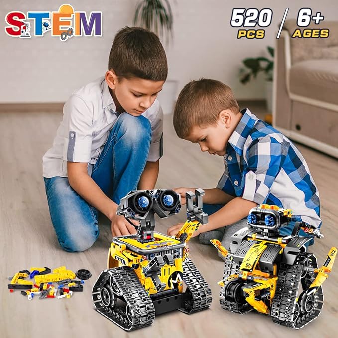 HOGOKIDS Robot Building Toys for Kids - 5 in 1 Remote & APP Controlled Building Set | RC Wall/Engineer Robot/Mech Dinosaur STEM Toys for Boys Girls Age 6 7 8 9 10 11 12+ Year Old (520 Pcs)