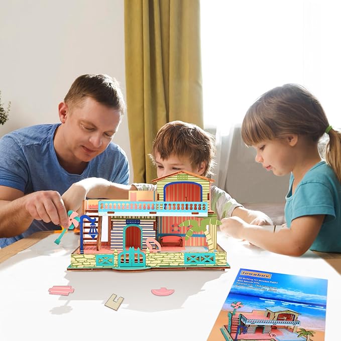 3D Wooden Puzzle,3D Architectural Model Building Set for Teens and Kids Ages 8+,Coffee Table Decor,Arts and Crafts for Kids. (2 Puzzles)
