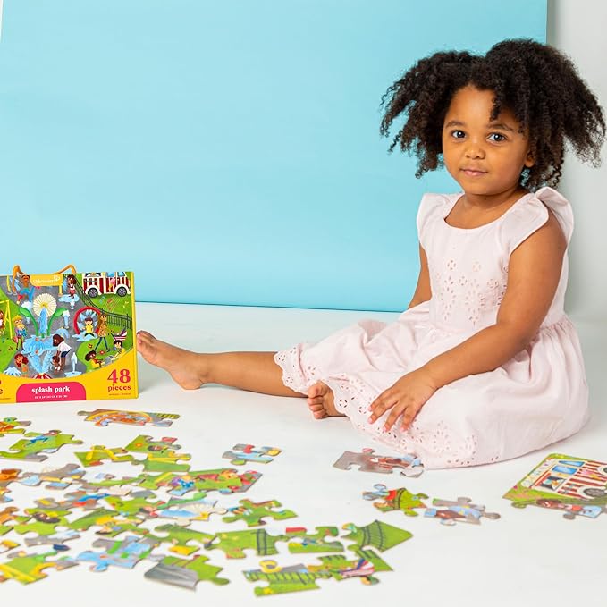 Little Likes Kids - Splash Park Jumbo Puzzle, 48 Pieces, Beginner Jigsaw Floor Puzzle with Multicultural Family Children Preschoolers at Play, Age 4-8