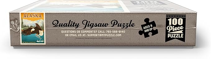 MyPuzzle Alaska: Eagle, Vintage Poster - Premium 100 Piece Jigsaw Puzzle for Adults