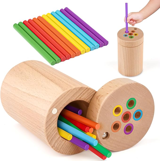 Vanplay Montessori Toys for 2 Year Old, Color Matching Fine Motor Toys for Toddlers 3, Wooden Educational Toys for 2 Year Old