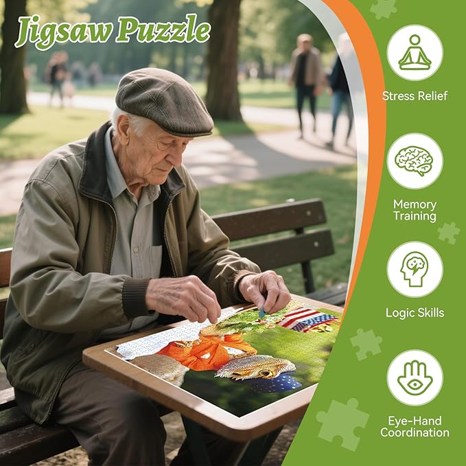 300 Piece Puzzles for Adults, Mr. Lizard Dining Puzzle, Vegetable Salad Jigsaw Puzzle 300 Pieces, Fun and Challenging Adult Puzzle Game, Home Decor Gift for Adults Kids Seniors, 20.5" x 15"