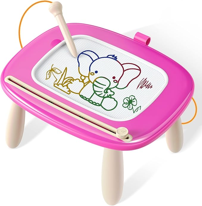 Magnetic Drawing Board, Toddler Girl Toy for 1-2 Year Old, Doodle Board Pad Learning and Educational Kids Toy for 1 2 3 Year Old Baby Girl Birthday Deep Pink