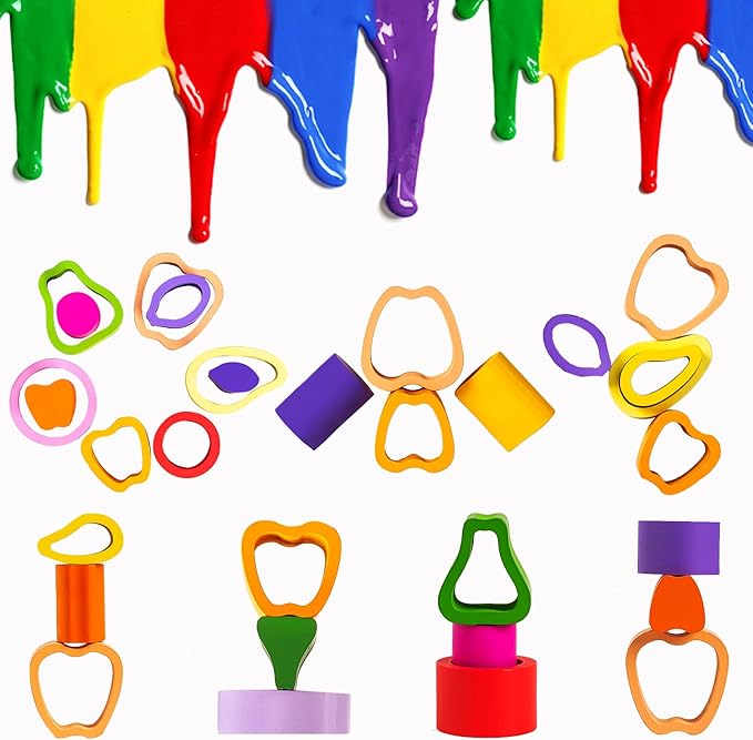 Montessori Toys for 1 2 3 Year Old Boys Girls - Wooden Sorting & Stacking Toys for Kids - Toddler Toys Age 1-3 - Shape Sorter and Color Stacker Preschool Kids Gifts