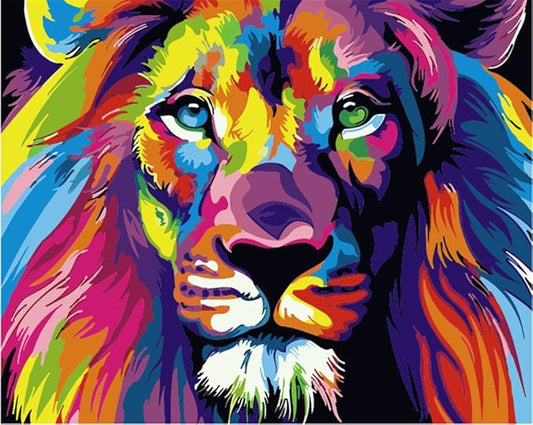 Paint by Number for Adults Kids Beginner, Paint by Numbers Kits on Canvas Painting Kits for Art Crafts Gift, Colorful Lion 16x20inch