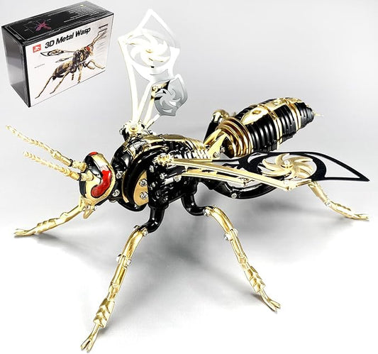 3D Metal Wasp Puzzles for Adults Model Kits Mechanical Puzzle Building Blocks, Difficult DIY for Assembly Gifts for Men (Metal Wasp-Black Golden)