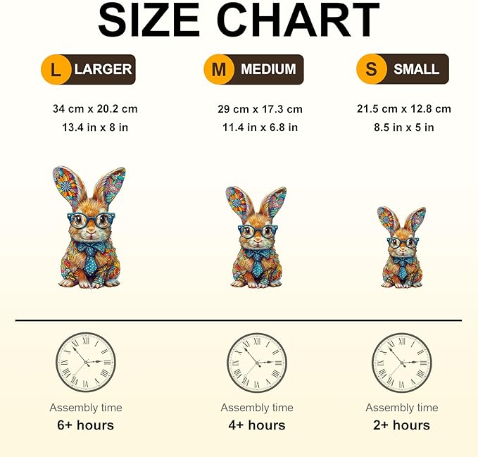 Wooden Puzzles for Adults - Colorful Bunny Wood Puzzles Adult - Unique Animal Shape Wooden Jigsaw Puzzles for Adults - Birthday Gifts for Puzzle Lovers, Family (8.5 * 5in)