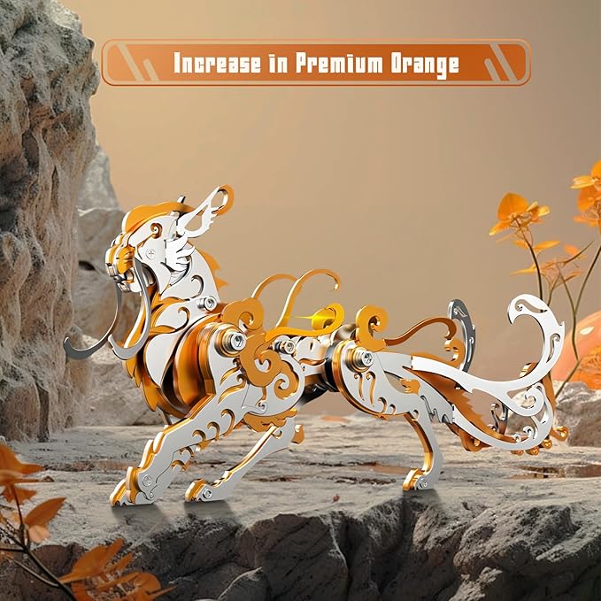 3D Metal Puzzles,3D Metal Puzzle for Adults,Mechanical Model Kit Orange Lu Wu,Steel 3D Puzzles Stainless Steel Ornaments for Adults Home Decor Art Craft Gifts Toys