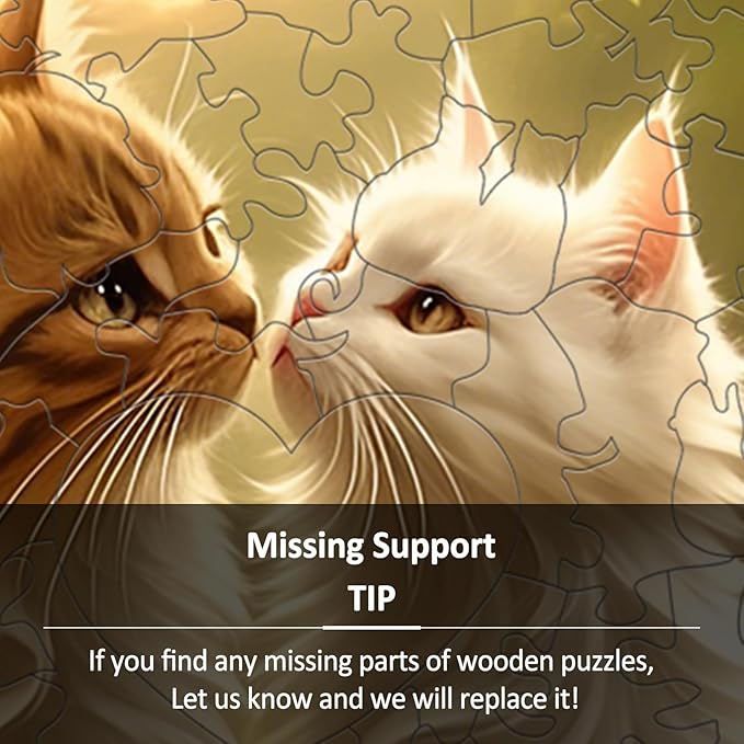 Wooden Puzzles for Adults - Couple Cat Wood Puzzles Adult - Unique Animal Shape Wooden Jigsaw Puzzles for Adults - Birthday Gifts for Puzzle Lovers, Family (S-8.5 * 8.5in)