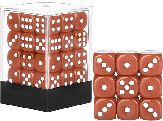 36 Pieces 12mm 6 Sided Mini Dice Set,D6 Game Dice Set,6 Sided Standard Game Dice for Board Games Dice Games Classroom Teaching Dices Game,with Portable Gaming Box(Brown)