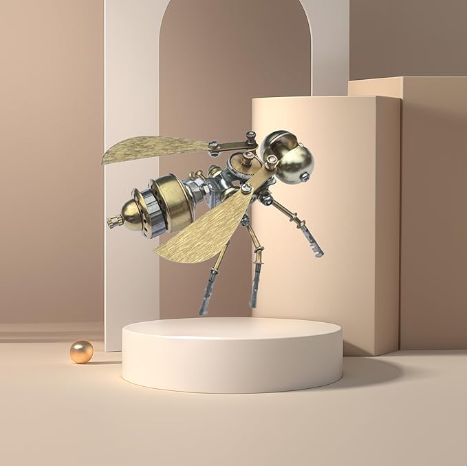 Insect Steampunk Bug Mechanical Sculpture Clockwork 3D Steampunk Metal Puzzle Insects Model (Little Bee -B)