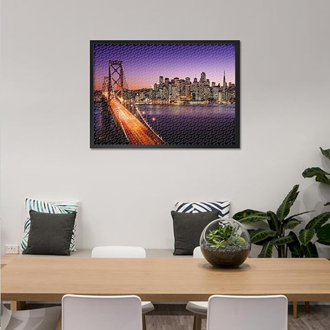 Puzzles for Adults 1000 Pieces - San Francisco Skyline and Bay Bridge Jigsaw Puzzle (27.5x19.7 Inch), California Cityscape Challenging Puzzles for Adults, Family Game for Men & Women