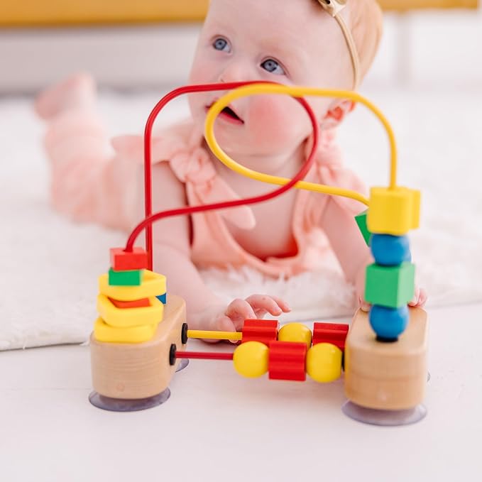 Melissa & Doug First Bead Maze - Wooden Educational Baby Toy with Suction Cups, for Floor, High Chair or Toddler Table, Toddler Toys for Girls & Boys Ages 1+
