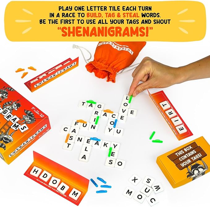 Shenanigrams! – The Mega-Mischievous Word Game! A Super Fun & Fast Family Party Game for Kids, Teens & Adults - Great for Travel, Couples & Family Board Games Night
