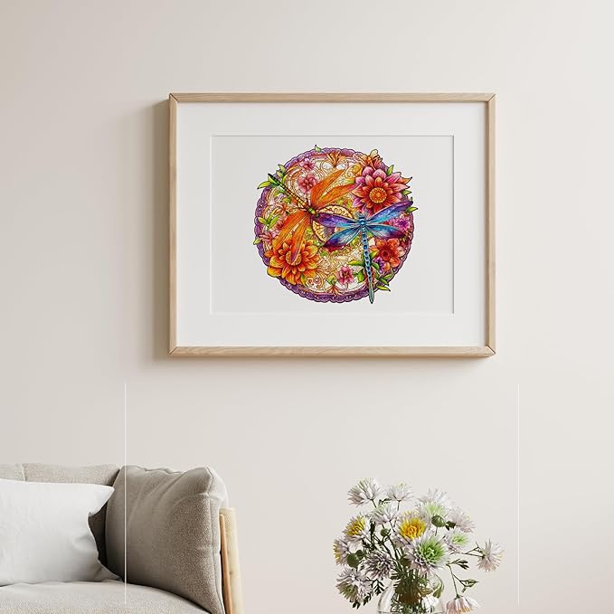 Jigfoxy Wooden Puzzles for Adults, Dragonflies Wood Puzzles Adult, Unique Animal Shape Wooden Jigsaw Puzzles for Adults, Birthday Gifts for Puzzle Lovers, Family, Friend (L-13.6 * 13.1in-260 pcs)