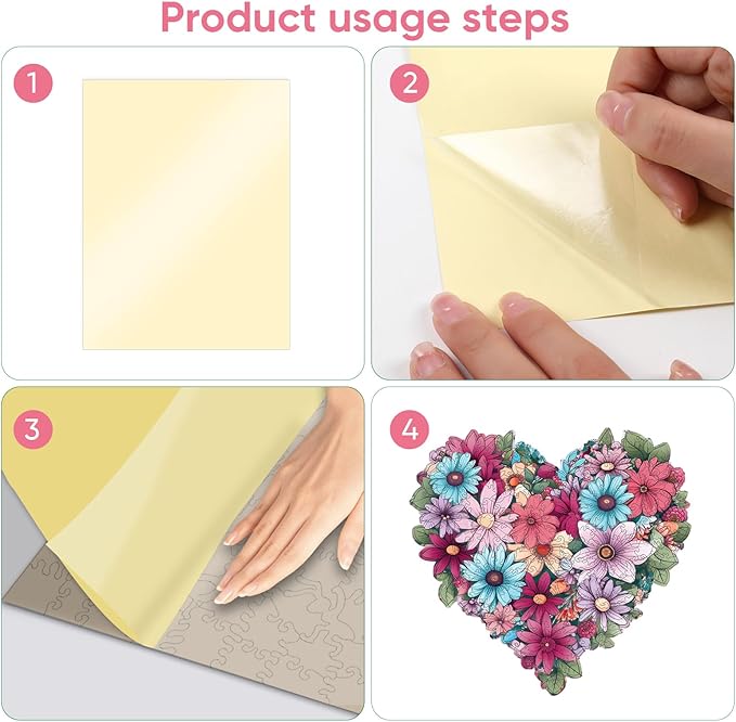 Ruikiyart Wooden Puzzles for Adults, 5MM 200 Pieces Heart Flower Wooden Jigsaw Puzzles, Unique Shapes Puzzles Great Gift for Adults and Kids on Birthday, Christmas (11.2"x10.7")