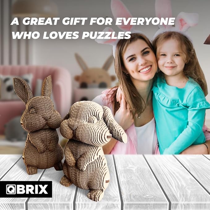 QBRIX Big-Eared Couple 3D Puzzles for Adults, 3D Model Kit for Teens, DIY Crafts for Home Decor, Original Gift for Boys&Girls