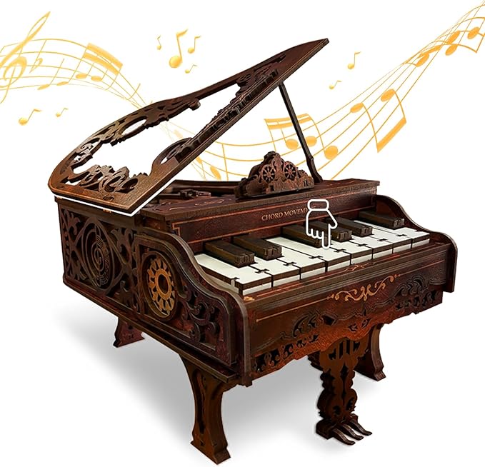 3D Wooden Puzzles for Adults, 236pcs Playable Piano Model Kit 1:20 Scale Building Puzzles Wooden Music Box, Mechanical 3D Puzzles Musical Instrument, Creative Finger Piano Desk Decor Unique Gift