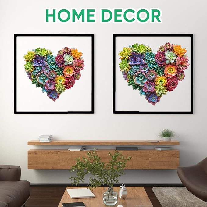 Ruikiyart Wooden Puzzles for Adults, 5MM 200 Pieces Succulent Heart Wooden Jigsaw Puzzles, Plant Unique Shaped Puzzle Gifts for Adults and Kids on Thanksgiving, Family Puzzle Games(12.3"*11")