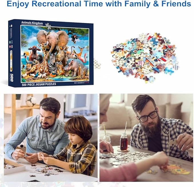500 Piece Puzzles for Adults Animals Kingdom 20.5 x 15 Inch 500 Piece Jigsaw Puzzles for Kids Adults Puzzles 500 Pieces for Adults Holiday Educational Challenge Toy